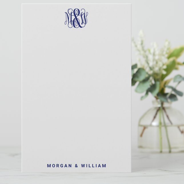 Papeterie Marine 3 Initial Monogramme de la vigne Script B&G (Créateur téléchargé)