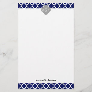Papeterie Marine Bleu Marocain #5 Gris 3 Monogramme initial