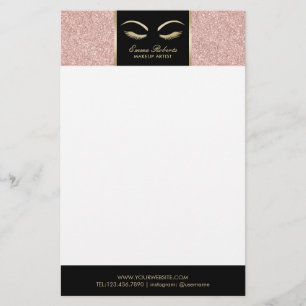 Papeterie Mèches et salon de beauté rose d'or de maquilleu