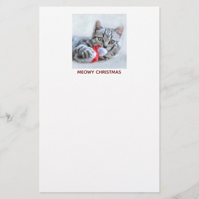 Papeterie Meowy Christmas Cute Grey Tabby Cat (Devant)