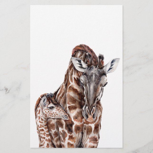 Papeterie Mère Giraffe avec Bébé Giraffe (Devant)