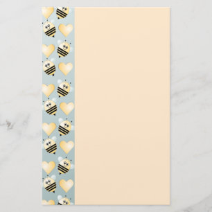 Papeterie mignonne de coeurs de miel d'abeilles