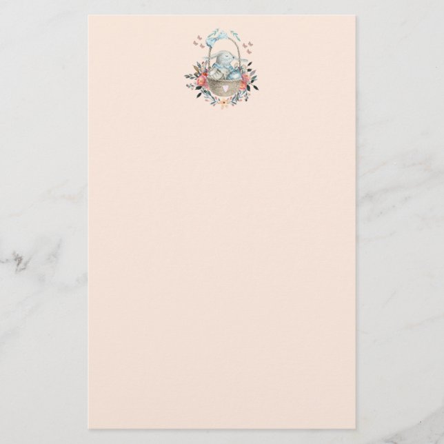 Papeterie Mignonne lapin dans un panier avec des oeufs et de (Devant)