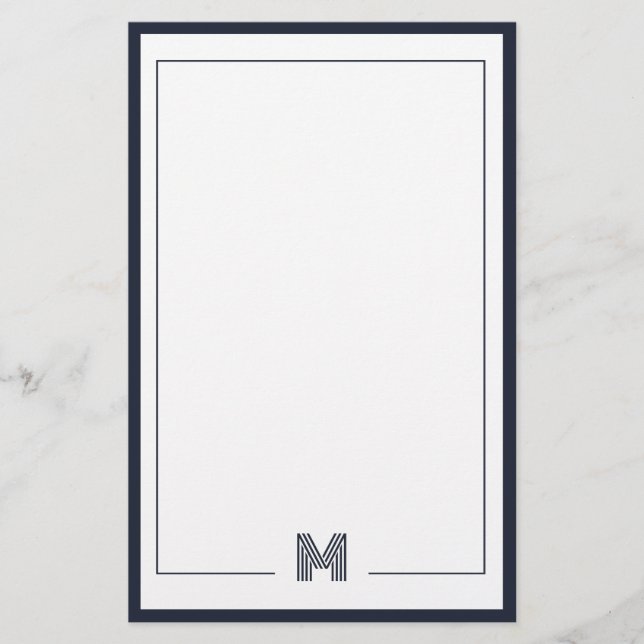 Papeterie Minimalist Monogram Double Border Stationery (Devant)