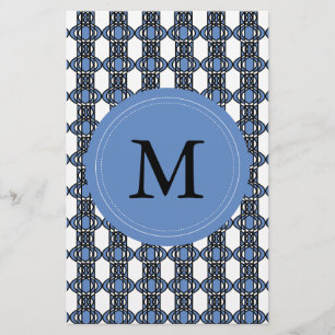 Papeterie Mod Retro Monogram Blue Abstrait Scarab Motif