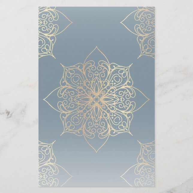 Papeterie Modèle Mandala Damask Or (Devant)