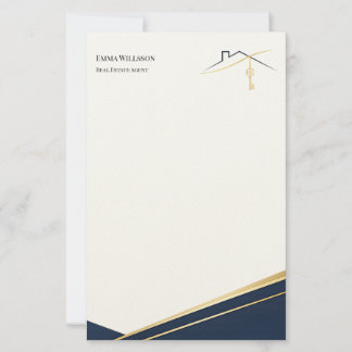 Papeterie Modern Navy Gold Luxury Realtor Estate Agent
