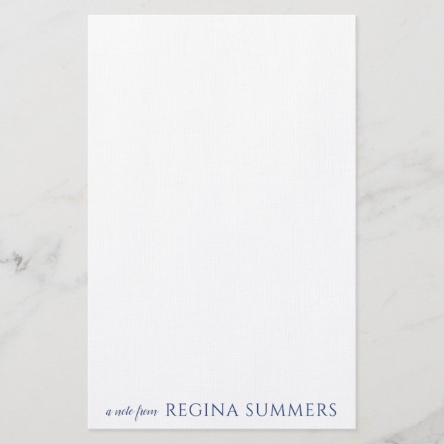 Papeterie Moderne Elegant Marine Bleu Stationery personnalis (Devant)