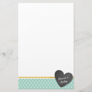 Papeterie MONOGRAM poka point chalkboard coeur menthe vert