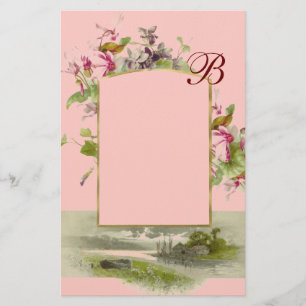 Papeterie MONOGRAM ROMANTİCA / CYCLAMENS, vert rose