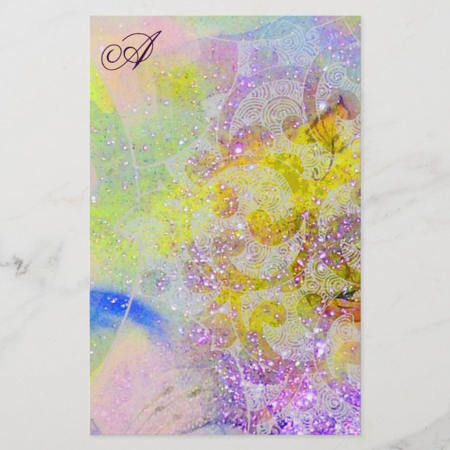 PAPETERIE MONOGRAMME ABSTRAIT DE PURPLES FLORAUX (Devant)