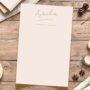 Papeterie Monogramme Blush Pink Gold Simple Personnalisé