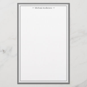 Papeterie Monogramme Bordure simple gris classique personnal