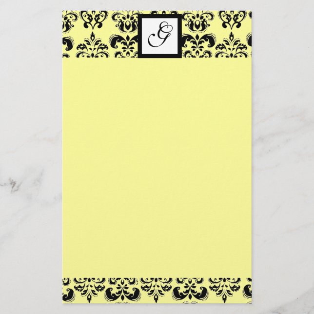 Papeterie MONOGRAMME CARRÉE DAMASK ,jaune (Devant)