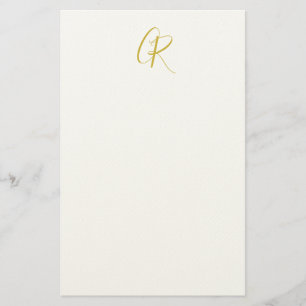 Papeterie Monogramme de calligraphie couleur or moderne uni