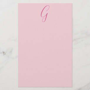 Papeterie Monogramme de lettre initiale rose clair chic uni