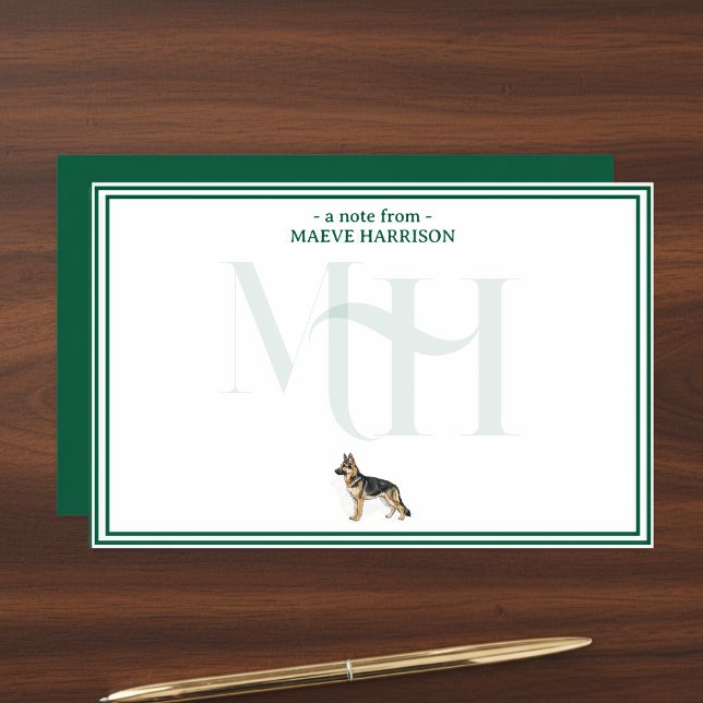 Papeterie Monogramme de note berger allemand personnalisé (Gift custom stationery to the dog lover in your life! )
