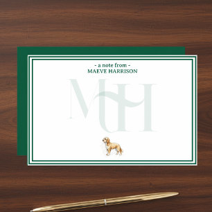 Papeterie Monogramme de note de Doodle doré personnalisé