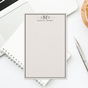 Papeterie Monogramme élégant à trois lettres en ivoire minim