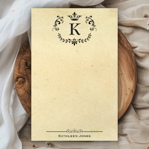 Papeterie Monogramme élégant et nom Papier Vintage personn