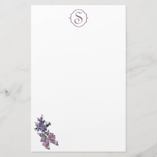 Papeterie Monogramme et jet lilas pourpre avec l'arc de