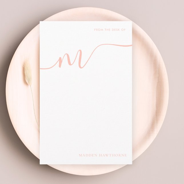 Papeterie Monogramme fillette calligraphie Coral rose Note P (Créateur téléchargé)