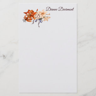 Papeterie Monogramme floral avec votre choix des lettres