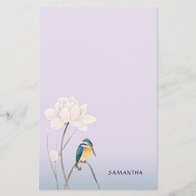 Papeterie Monogramme Japonais Vintage Kingfisher (Devant)