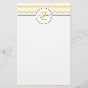 Papeterie Monogramme jaune Chevron