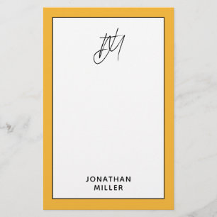 Papeterie Monogramme jaune moutarde gras tendance
