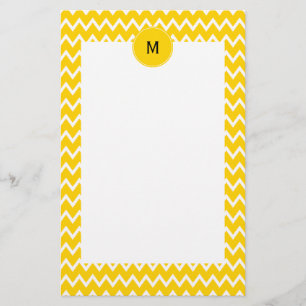 Papeterie Monogramme Motif de zigzag jaune et blanc
