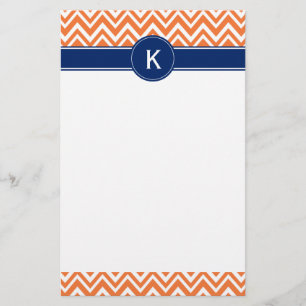 Papeterie Monogramme Orange Zigzag Motif