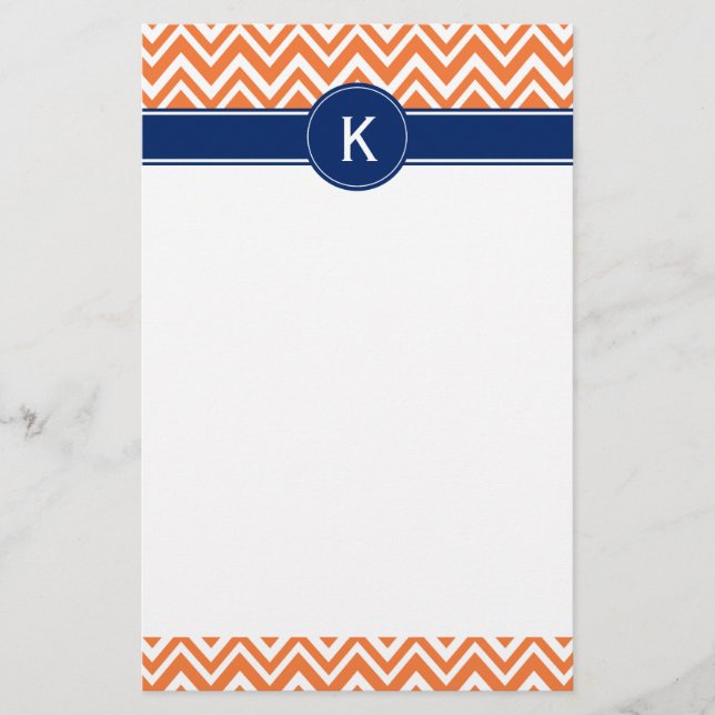 Papeterie Monogramme Orange Zigzag Motif (Devant)