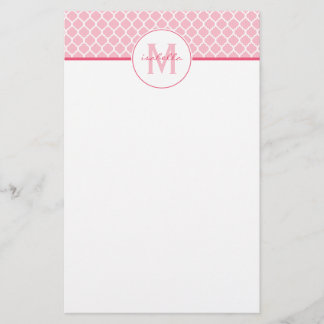 Papeterie Monogramme Quatrefoil rose