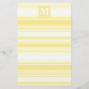Papeterie Monogramme rayures jaunes citron