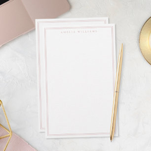 Papeterie Monogramme Rose Poussiéreux Minimaliste Deux Bordu