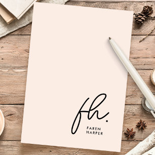 Papeterie Monogramme Simple moderne Blush Pink personnalis