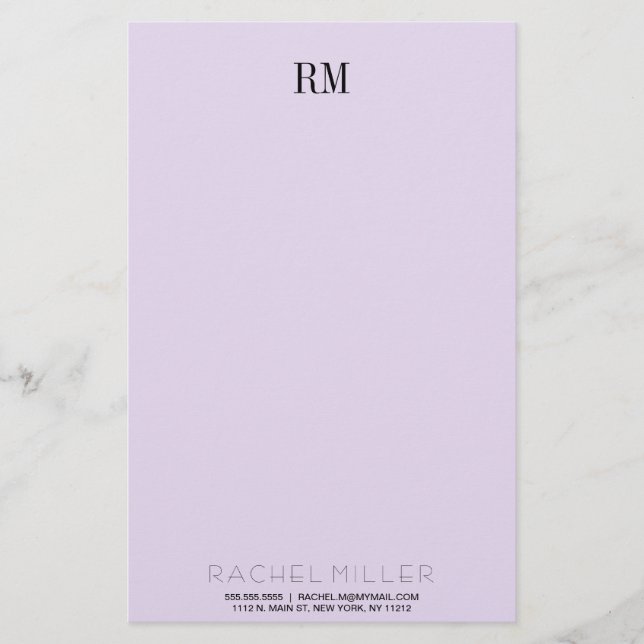 Papeterie Monogramme simple personnalisé Initiales et nom st (Devant)