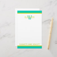 Monogramme turquoise et vert citron