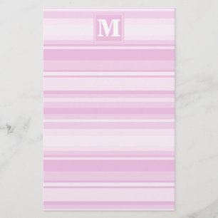 Papeterie Monogrammes à rayures roses pour bébé