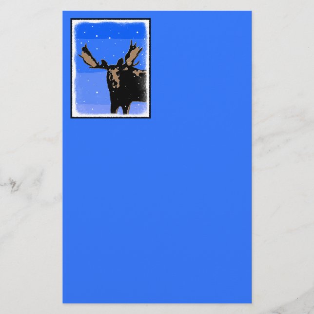 Papeterie Moose en hiver - Art original de la faune (Devant)