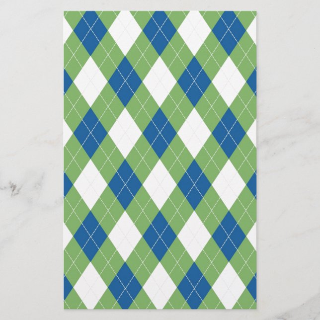 Papeterie Motif à motifs de losanges vert-bleu (Devant)