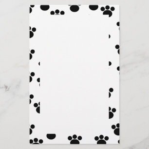 Papeterie Motif animal d'empreinte de patte. Noir et blanc.