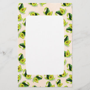 Papeterie Motif Aquarelle Avocados Vert