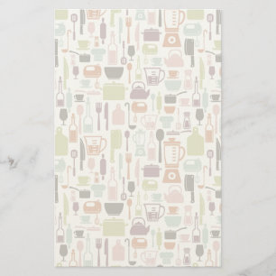 Papeterie Motif avec les icônes colorées de cuisine