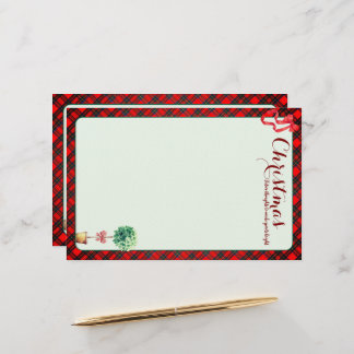Papeterie Motif carreaux botanique festif Noël rouge vert ru