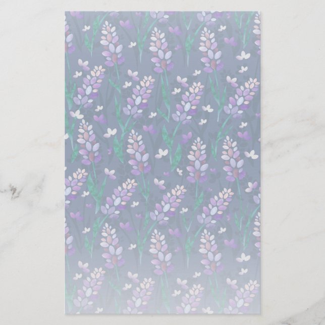 Papeterie Motif de champs Lavender dans violet (Devant)