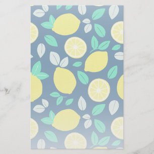 Papeterie Motif de citron d'été en bleu marine