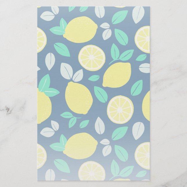 Papeterie Motif de citron d'été en bleu marine (Devant)