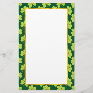 Papeterie Motif de Clover Vert mignon avec cadre Or Faux